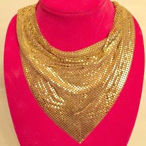 Whiting and Davis Vintage Gold Sequin Statement Necklace